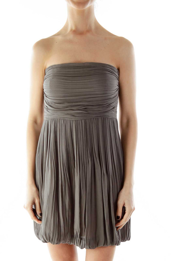 Gray Strapless Cocktail Dress