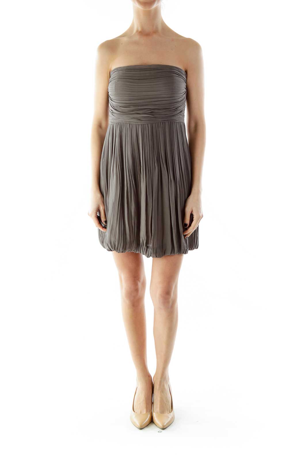 Gray Strapless Cocktail Dress