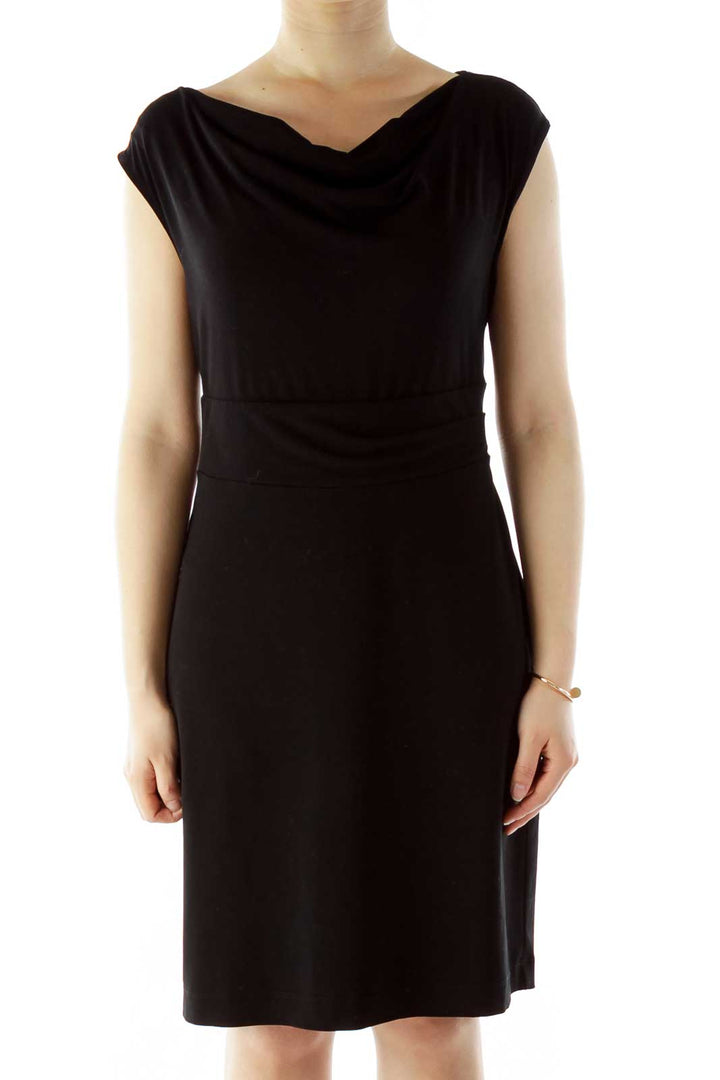 Black V-Neck Work Dress