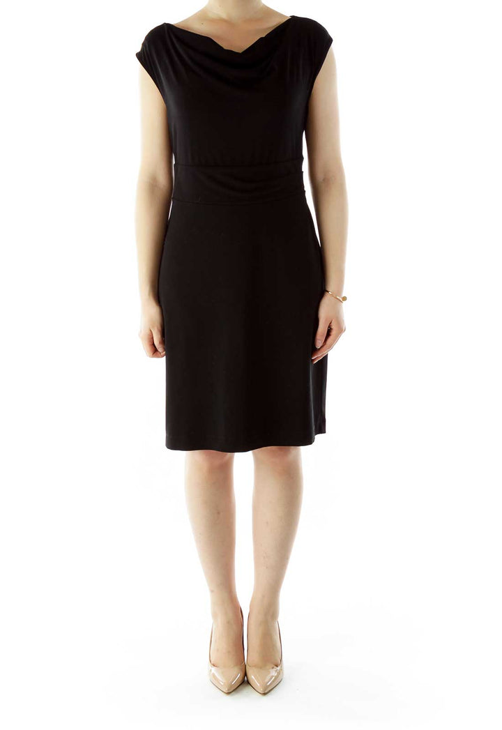 Black V-Neck Work Dress