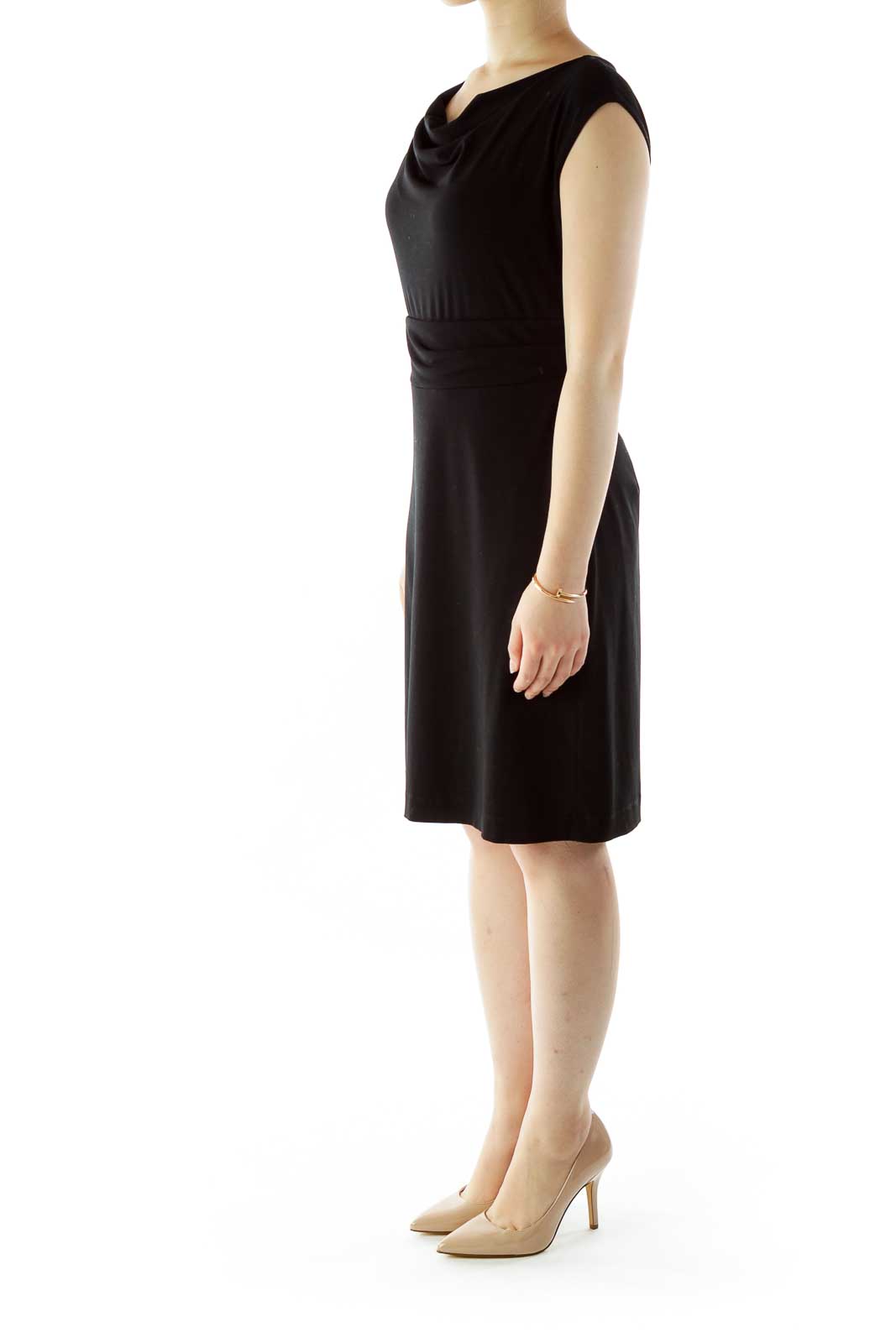 Black V-Neck Work Dress