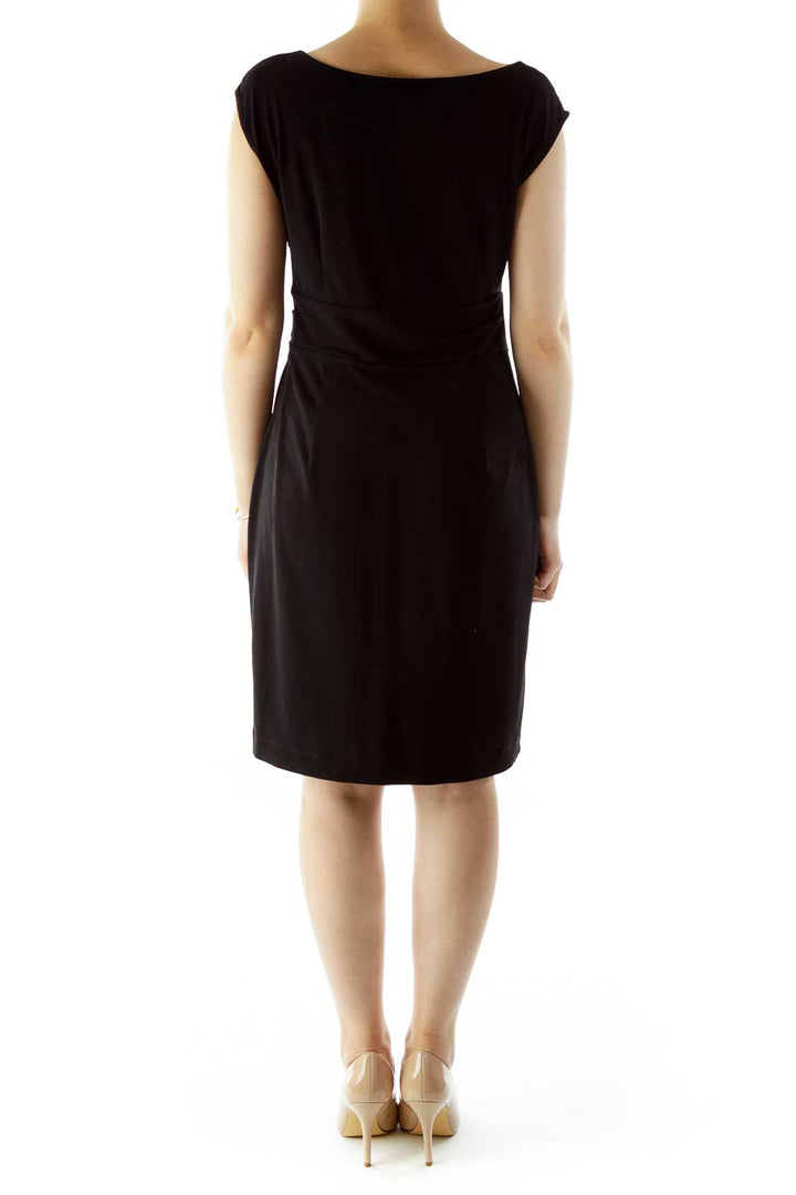 Black V-Neck Work Dress