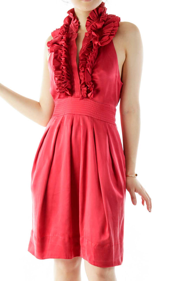 Red Ruffled Cocktail Dress