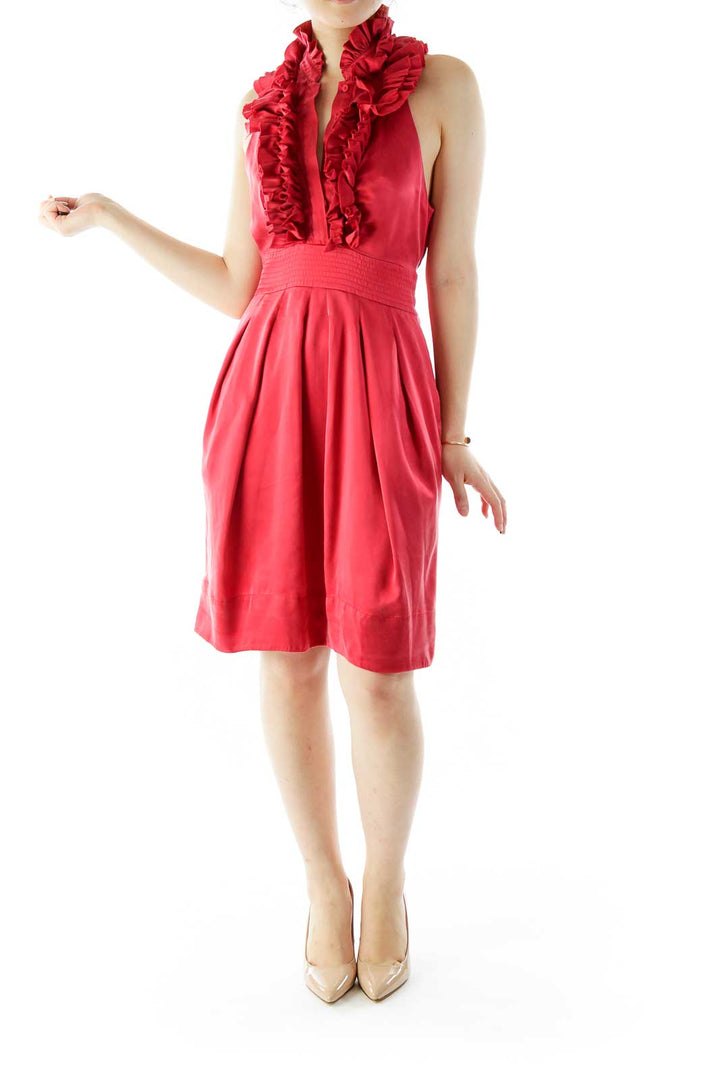 Red Ruffled Cocktail Dress