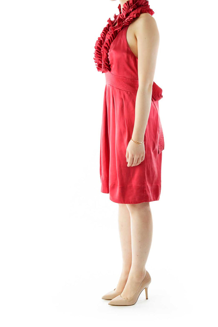 Red Ruffled Cocktail Dress