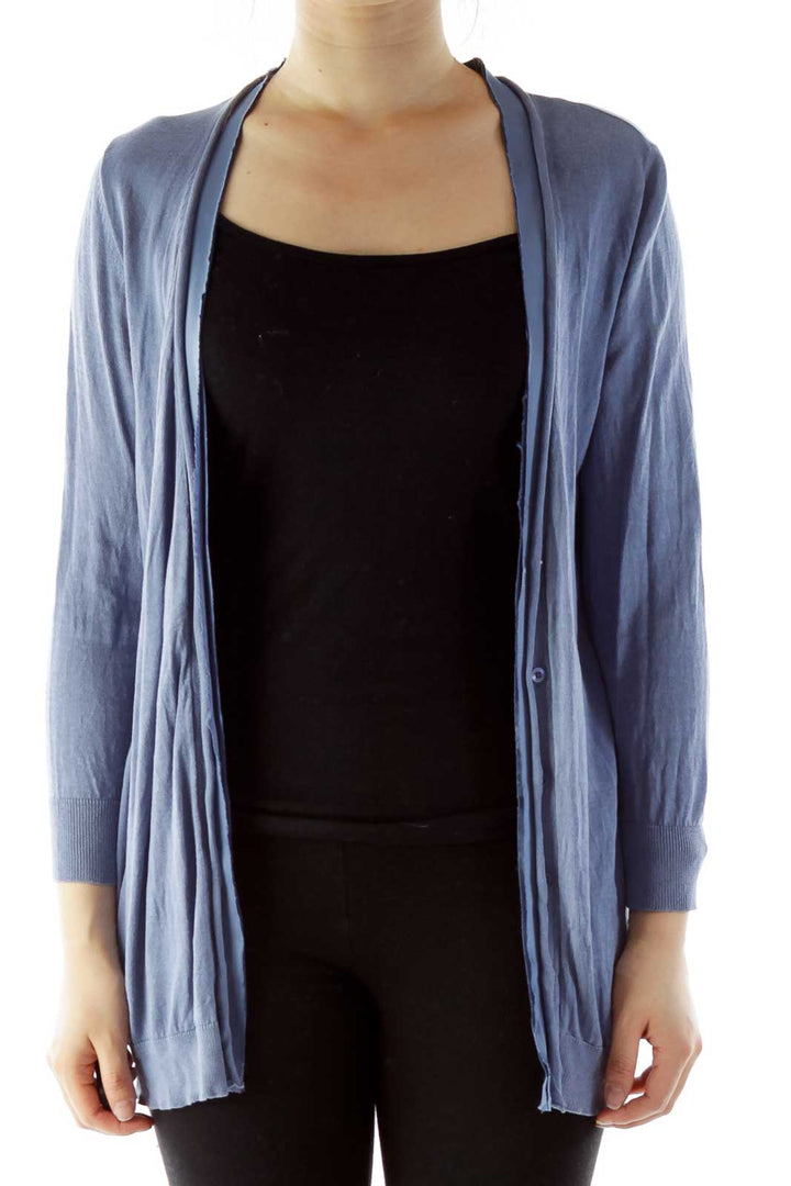 Blue Silk Knit Cardigan