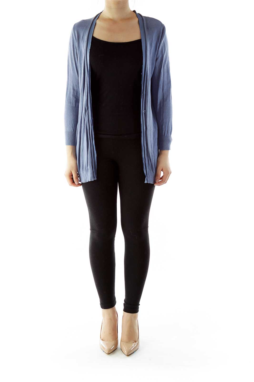 Blue Silk Knit Cardigan