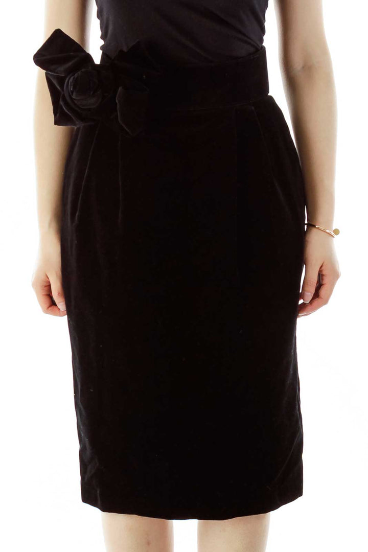 Black Velvet Pencil Skirt