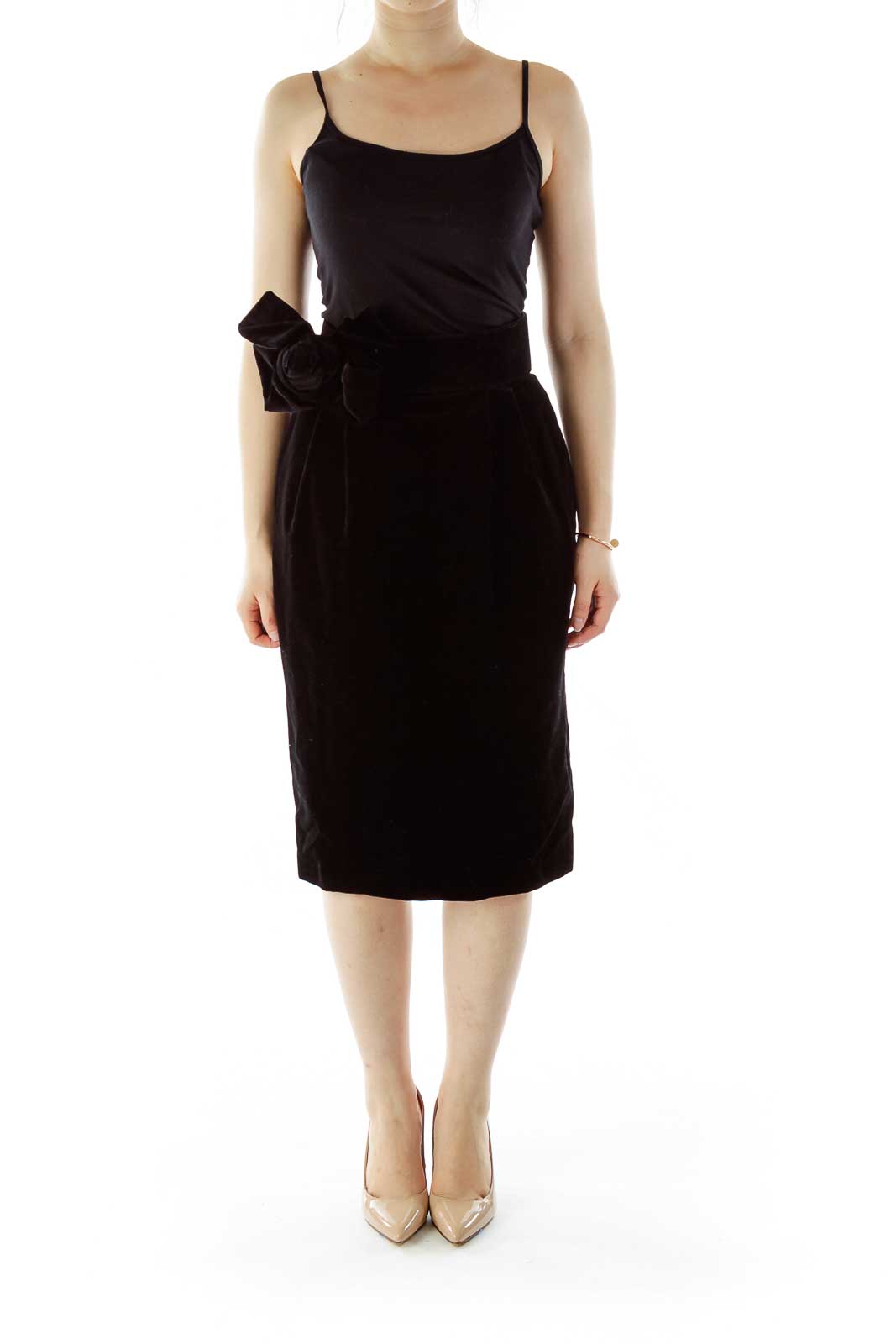 Black Velvet Pencil Skirt