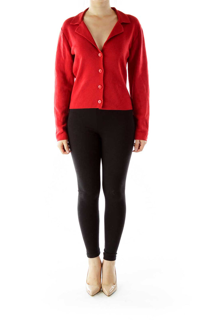 Red Merino Wool Cardigan