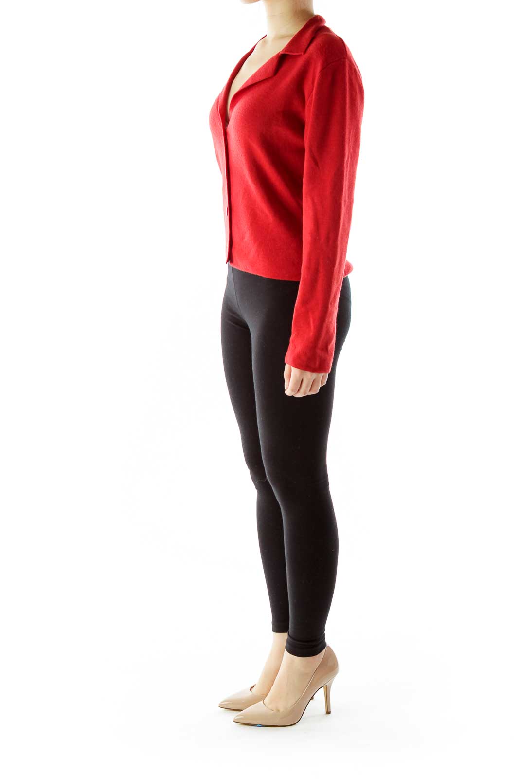 Red Merino Wool Cardigan