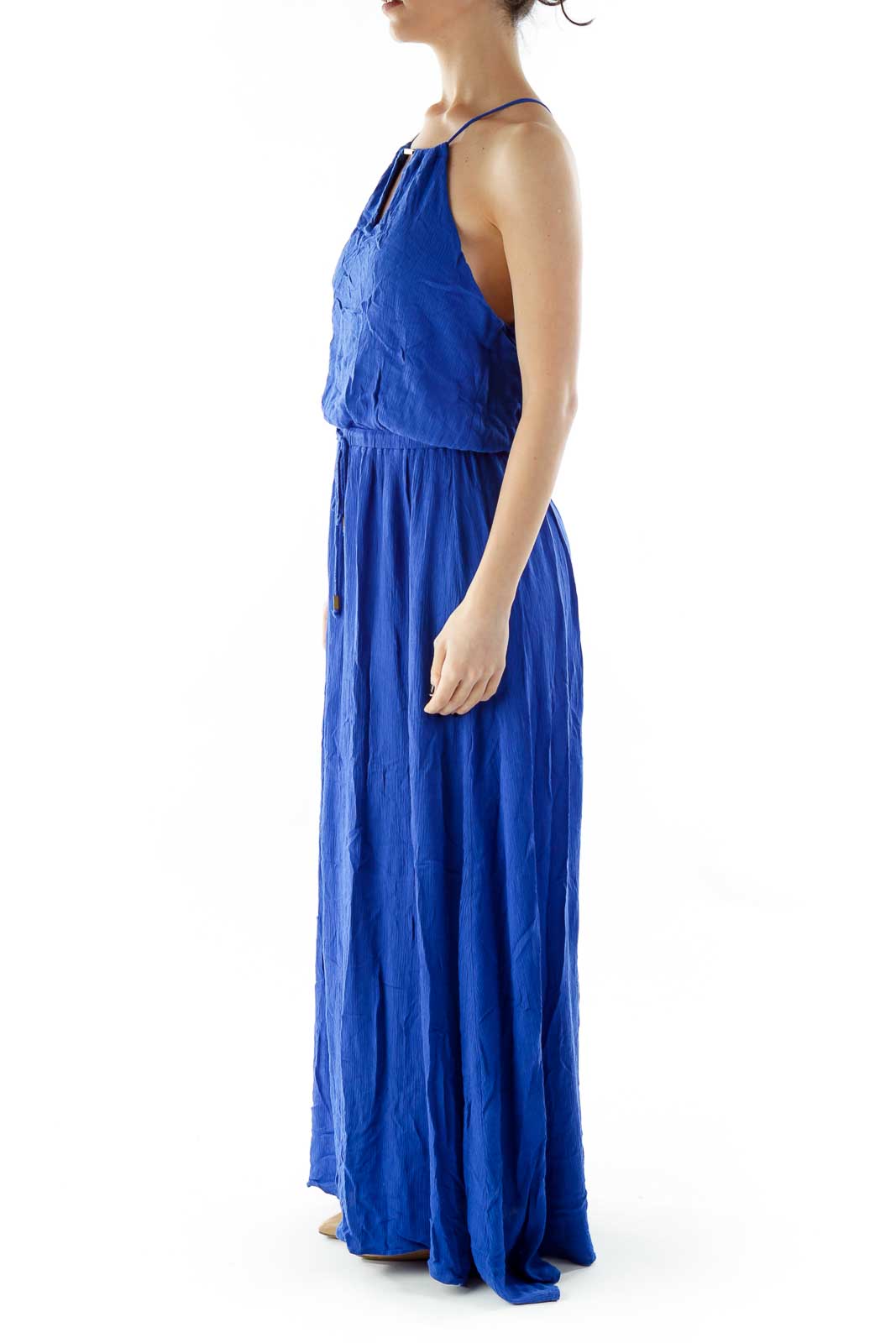 Blue Drawstring Maxi Dress