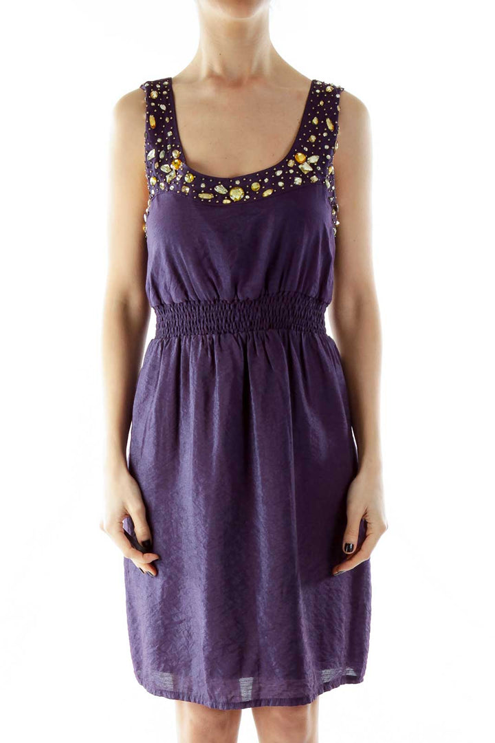 Purple Beaded Day Dress