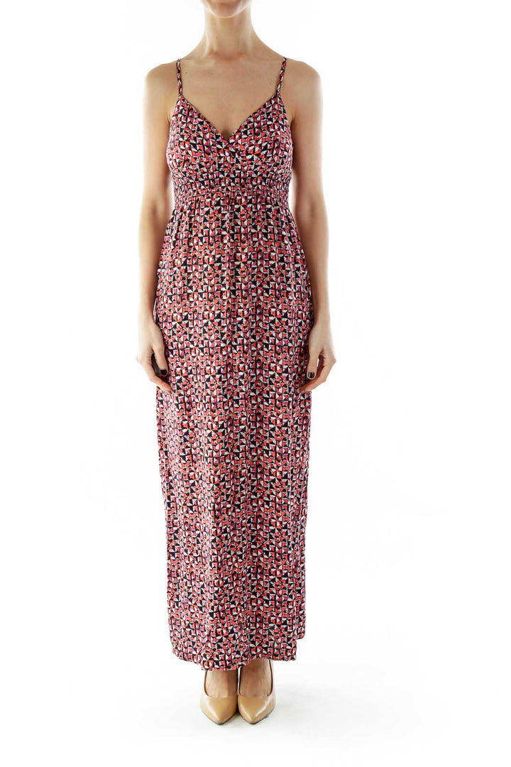 Black Pink Printed Maxi Dress