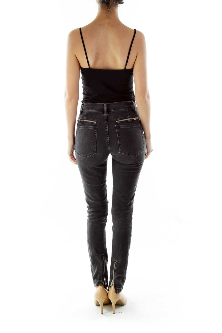 Black Zippered Skinny Jeans