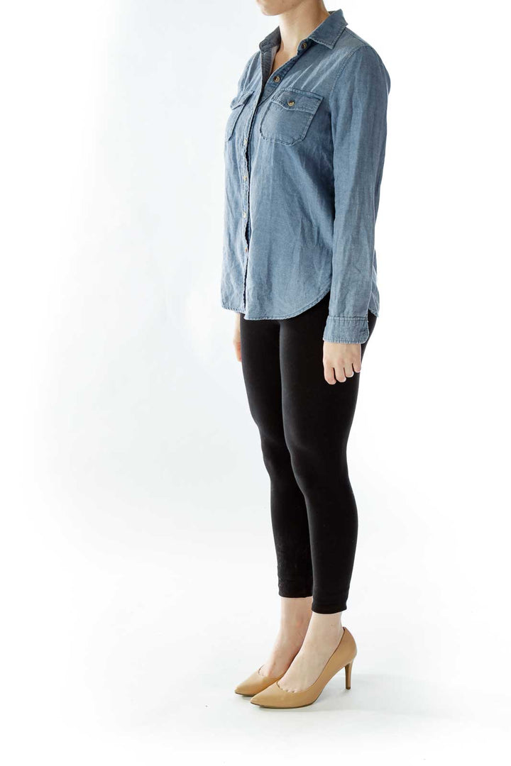 Blue Buttoned Denim Shirt