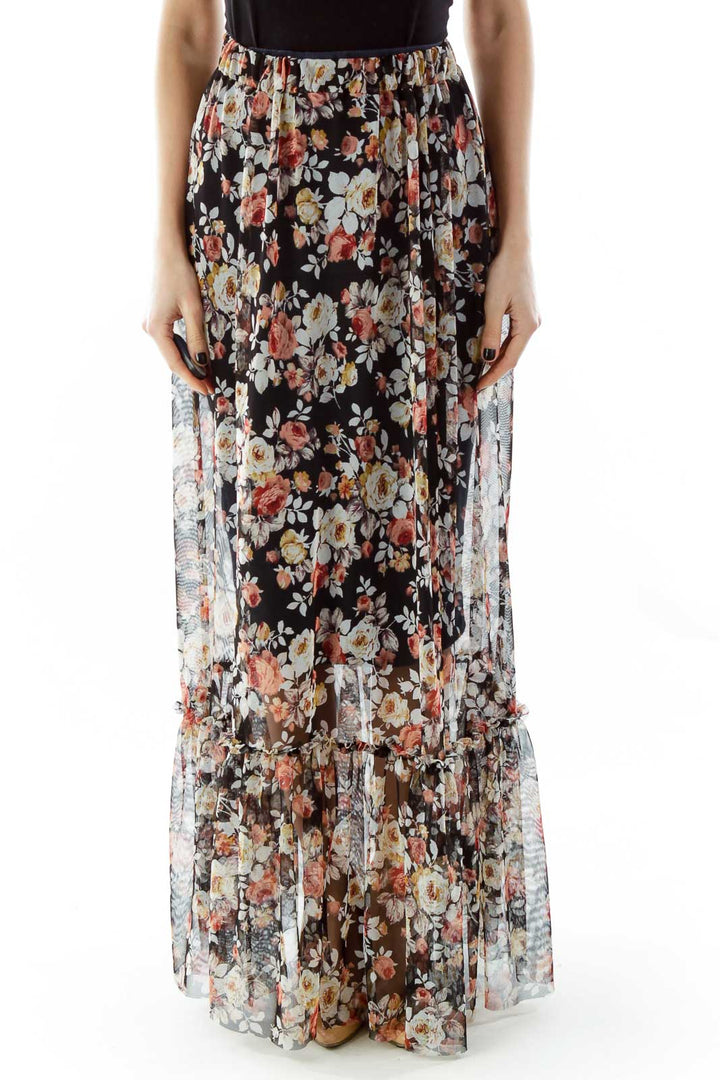 Black Floral Maxi Skirt