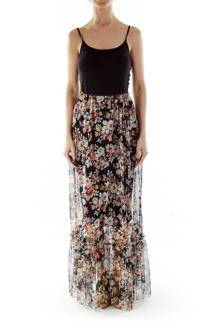 Black Floral Maxi Skirt