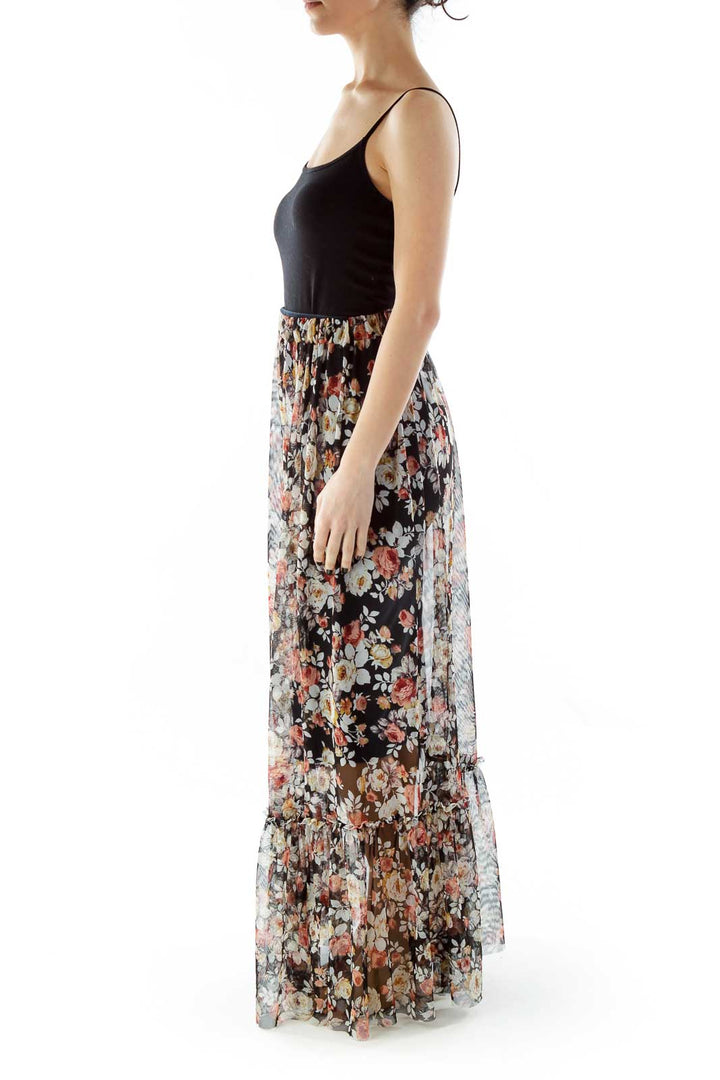 Black Floral Maxi Skirt