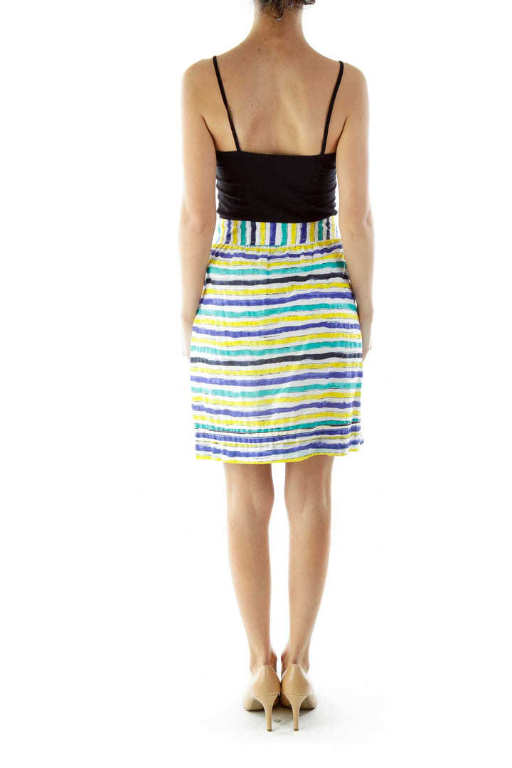 Yellow Blue Striped Mini Skirt