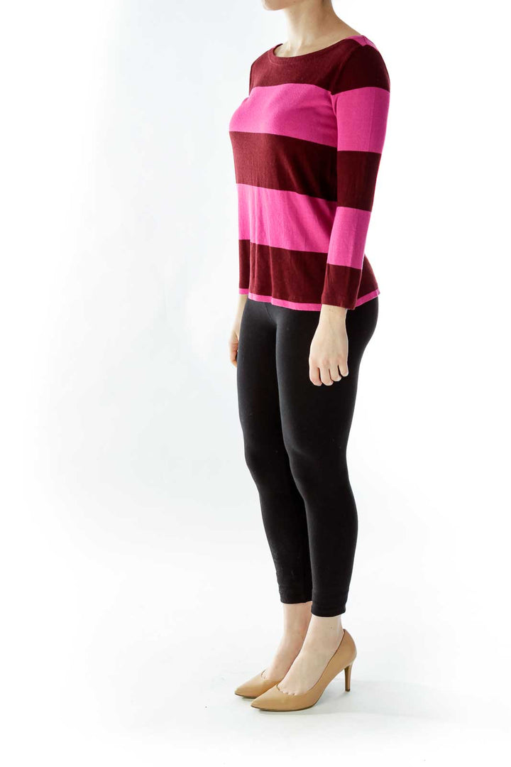 Burgundy Pink Striped Sweater