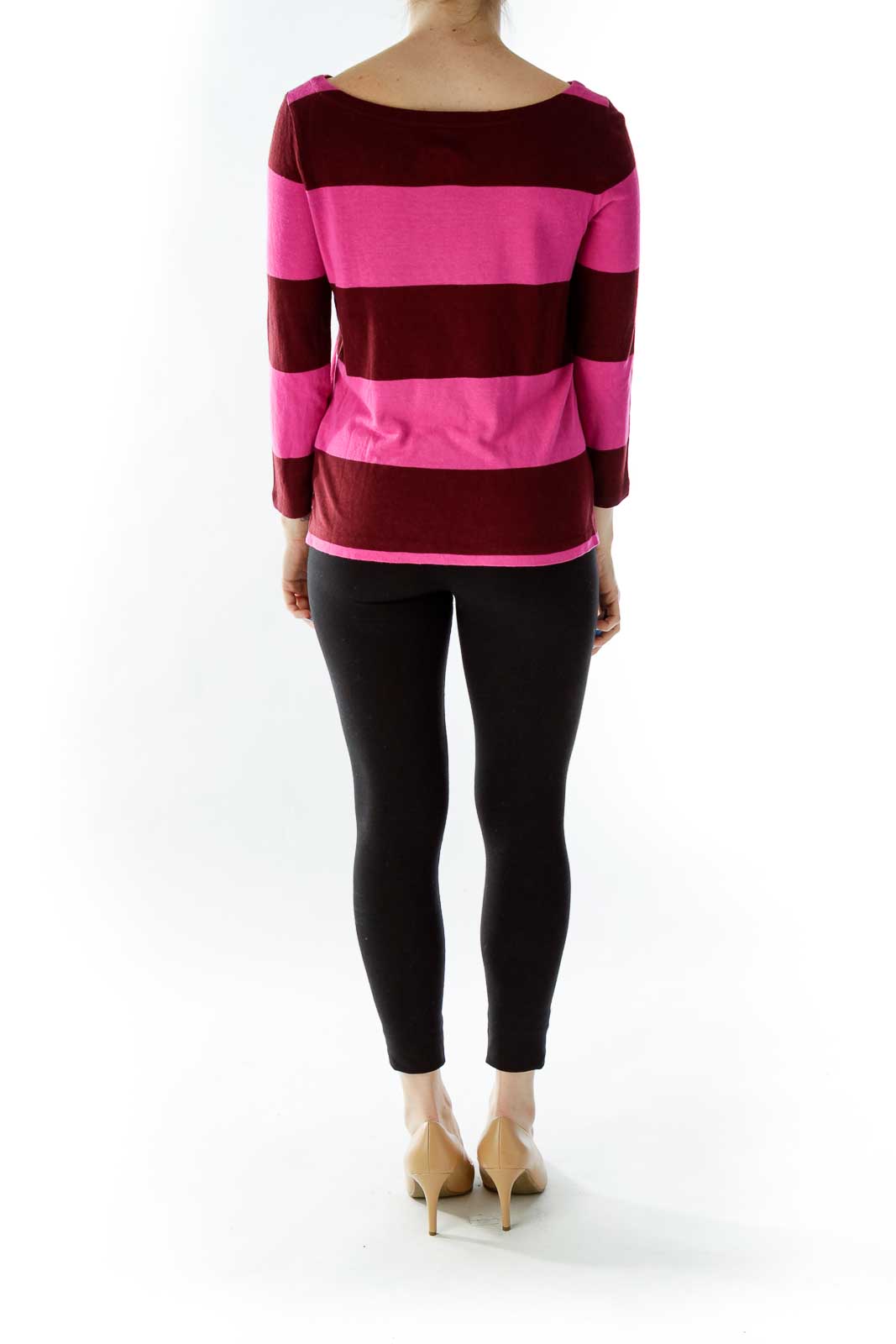 Burgundy Pink Striped Sweater