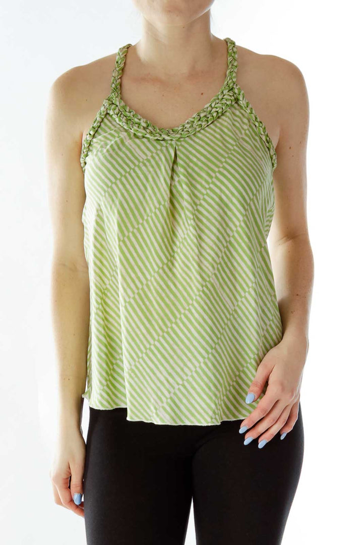 Green White Striped Tank Top