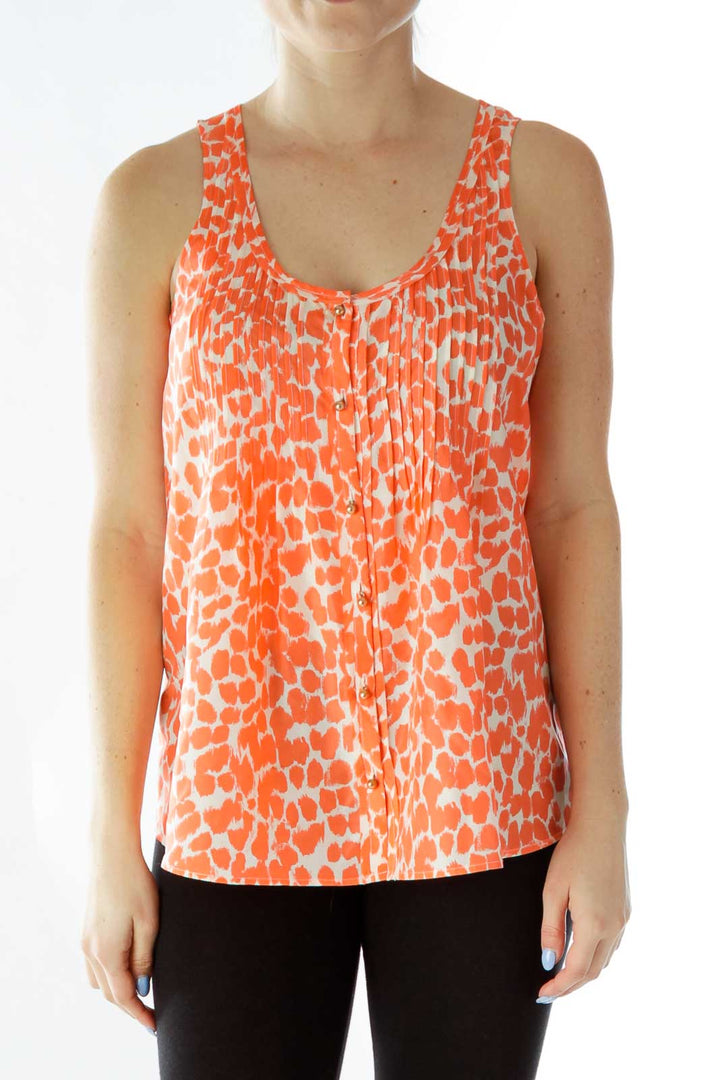 Orange Buttoned Tank Top