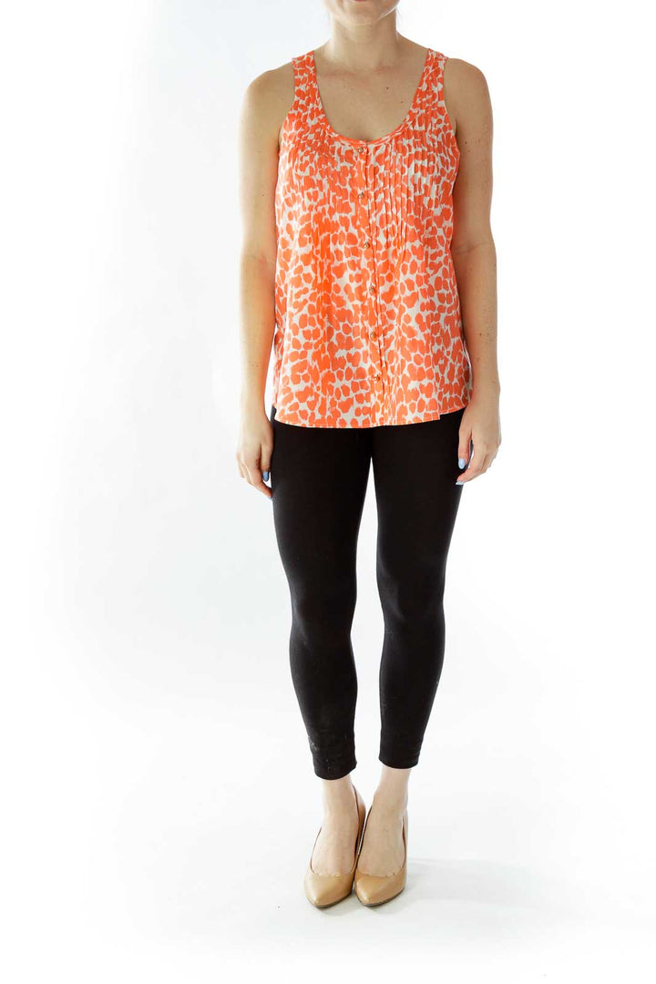 Orange Buttoned Tank Top