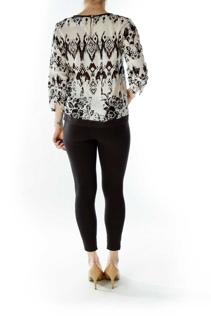 White Black Printed Blouse