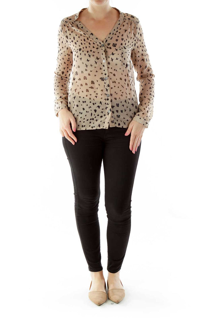 Brown & Black Printed Blouse