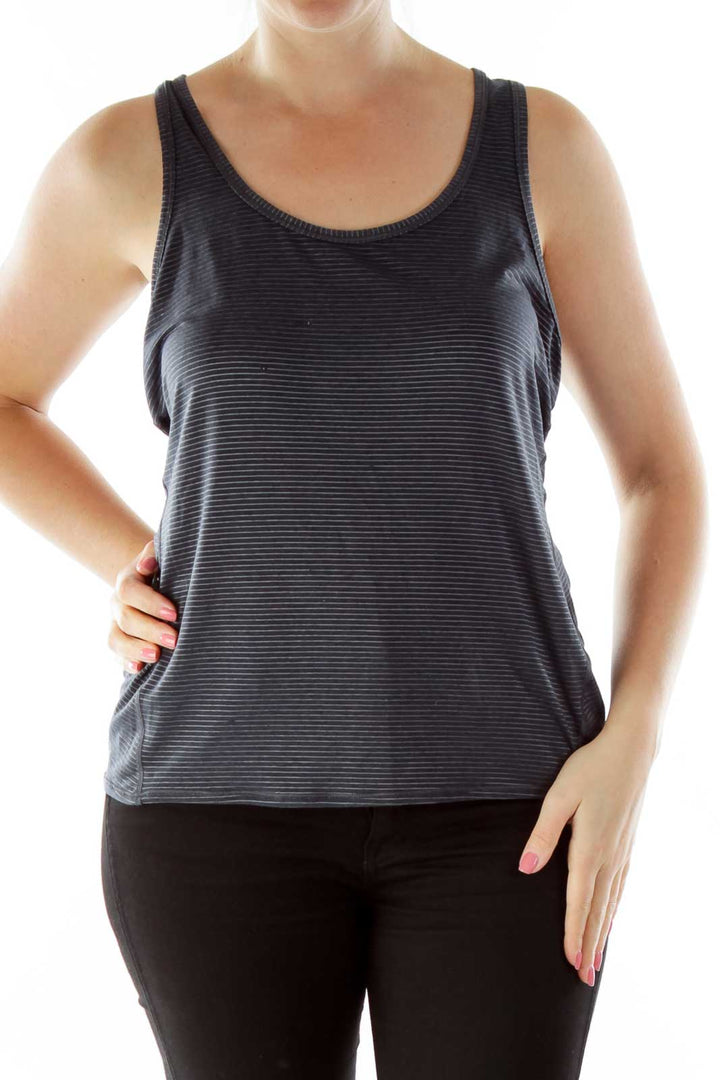 Gray Striped Sports Top