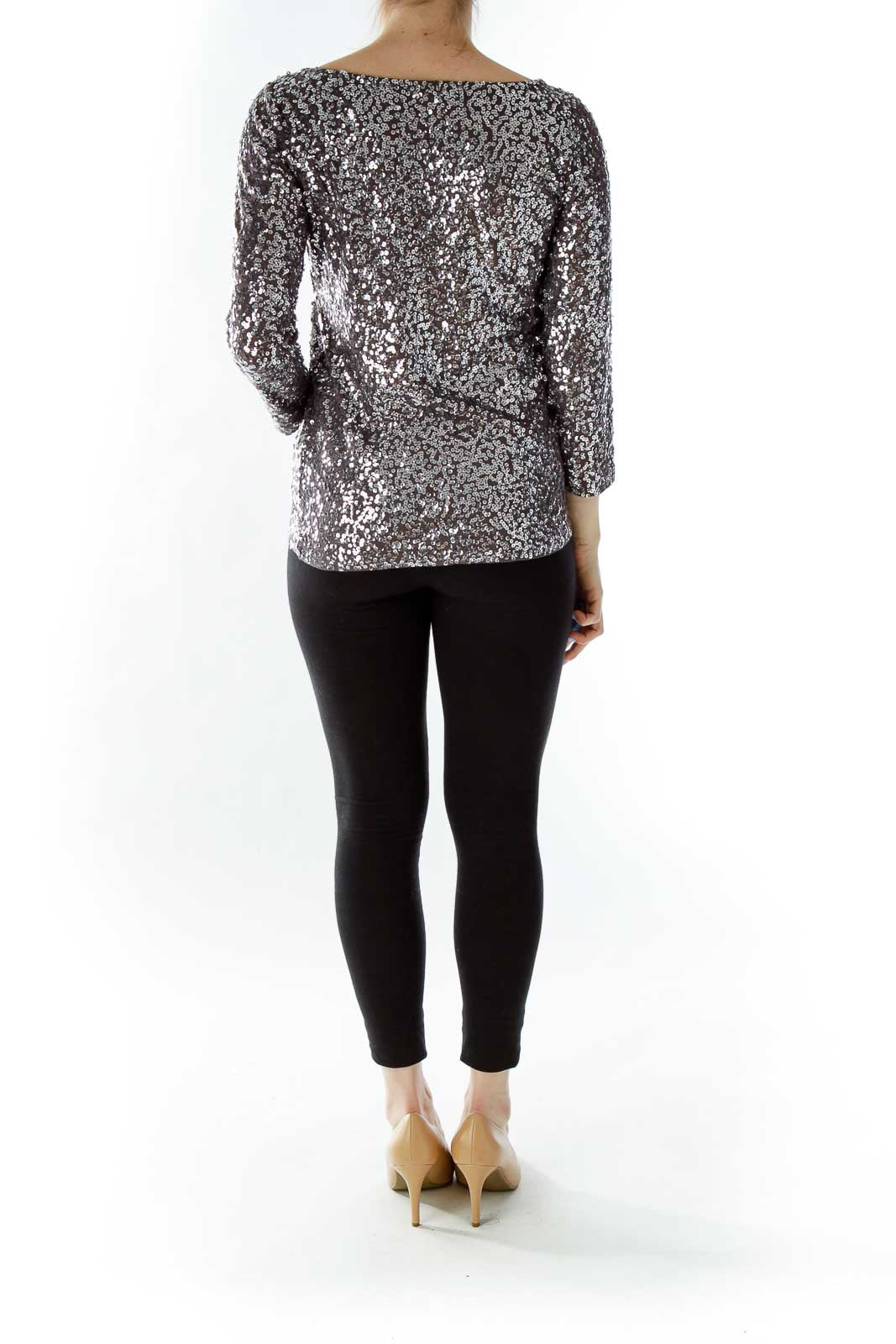 Gray Sequined Top