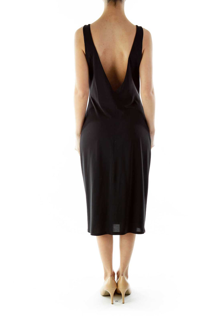 Black V-Neck Cocktail Dress With Knot