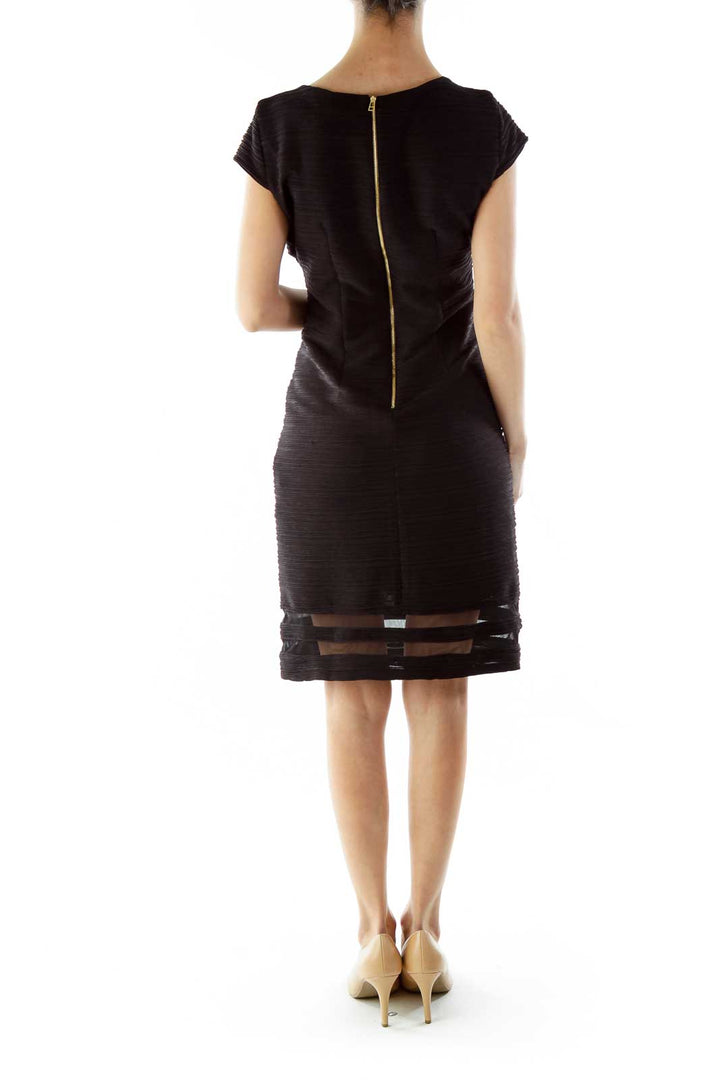 Black Fitted Textured Cocktail Dress