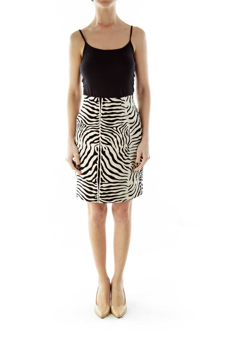 Black White Zebra Print A-Line Skirt