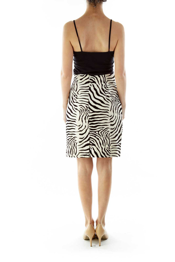 Black White Zebra Print A-Line Skirt