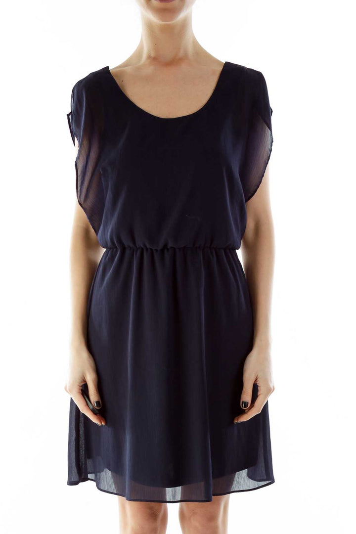 Navy Textured Day Dress