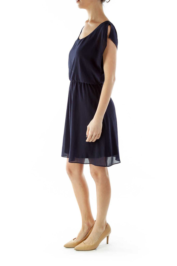 Navy Textured Day Dress