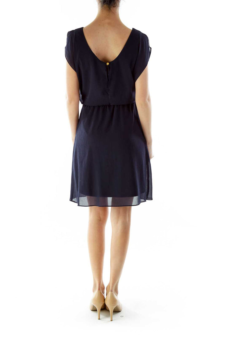 Navy Textured Day Dress