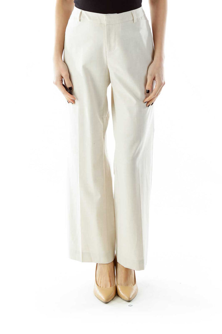 Beige Wide-Leg Pants