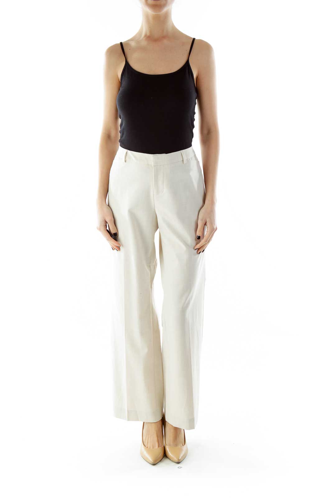 Beige Wide-Leg Pants