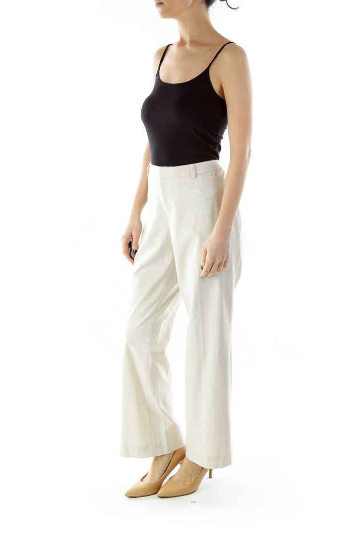 Beige Wide-Leg Pants