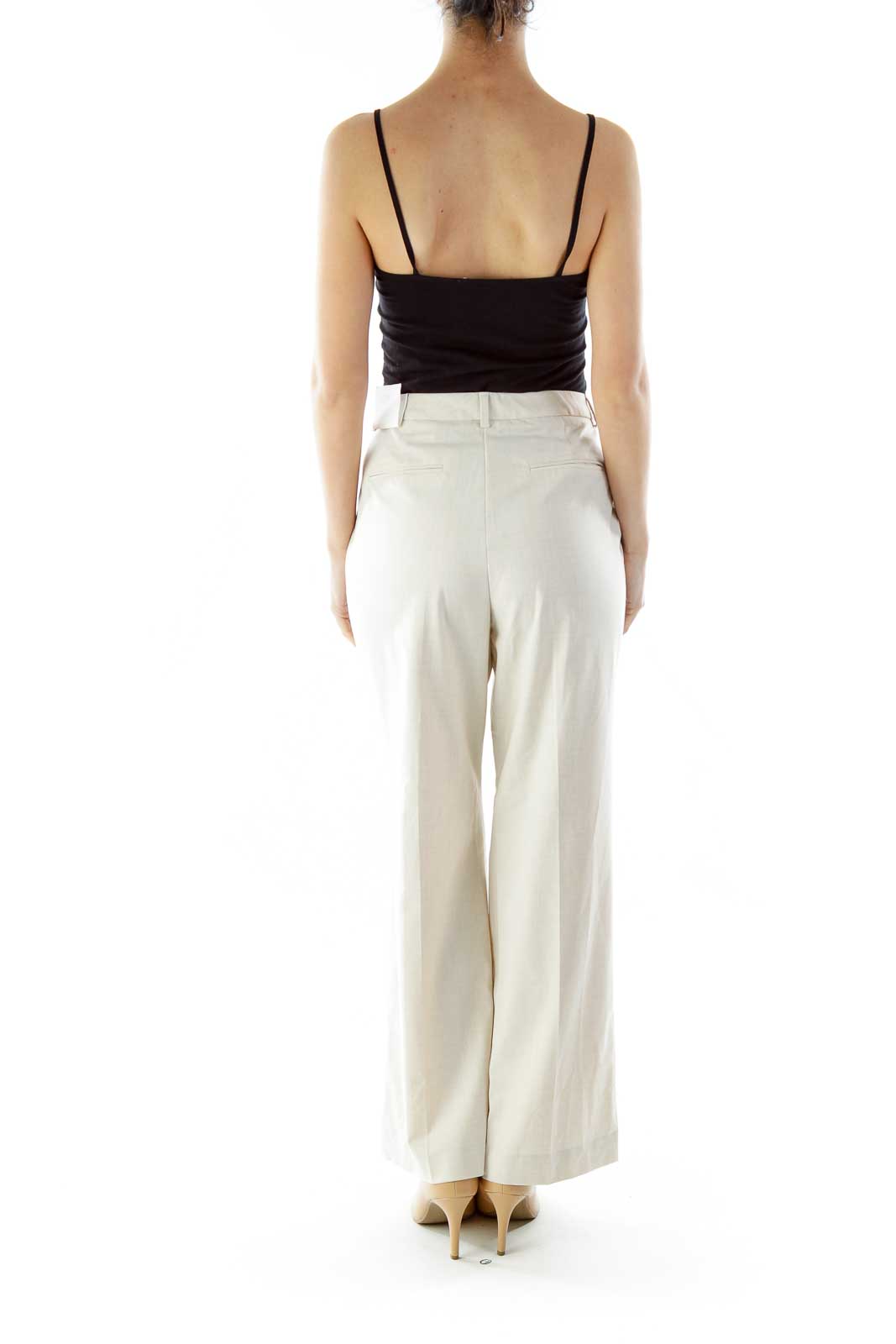 Beige Wide-Leg Pants