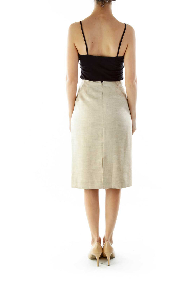 Beige Mottled Pencil Skirt