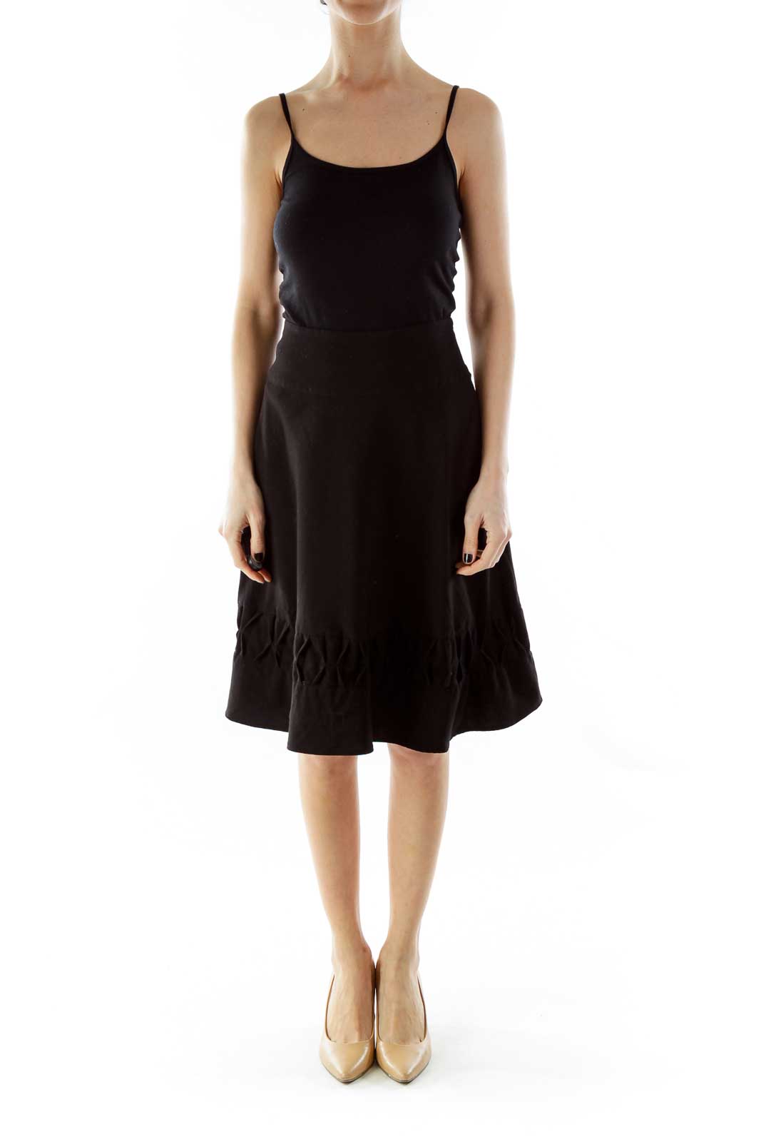 Black Textured A-Line Skirt