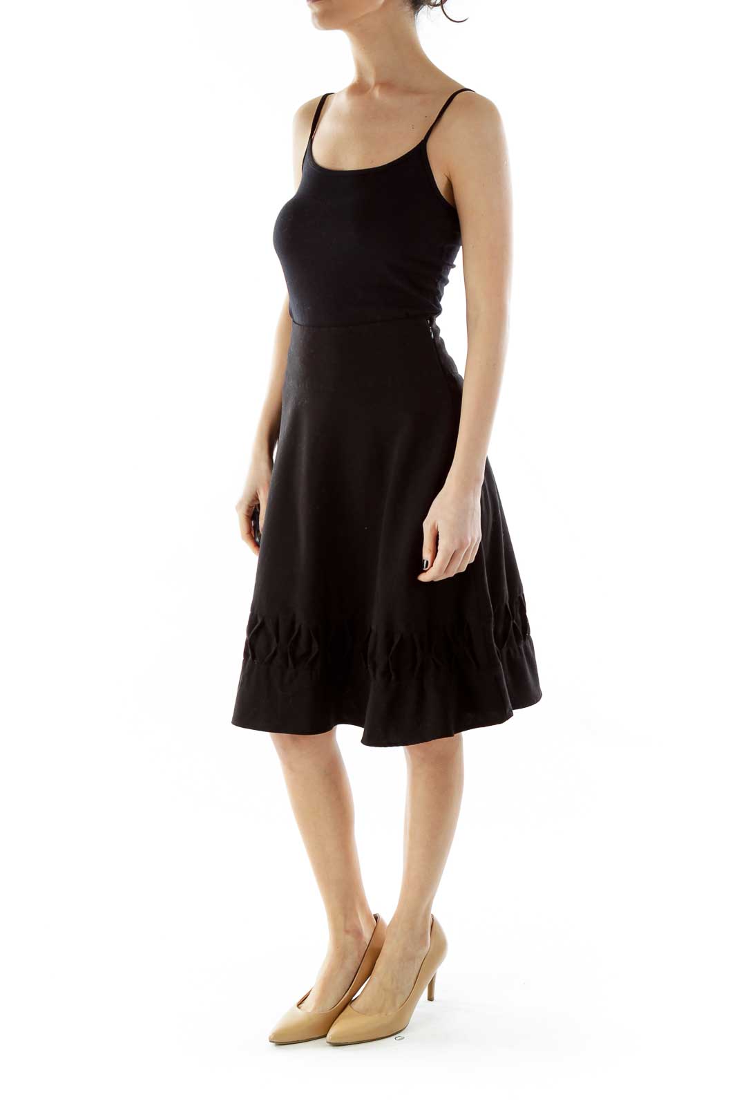 Black Textured A-Line Skirt