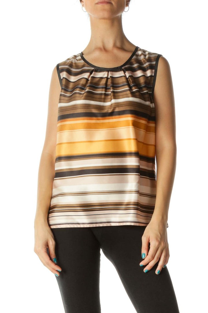 Multicolor Stripped Sleeveless Blouse