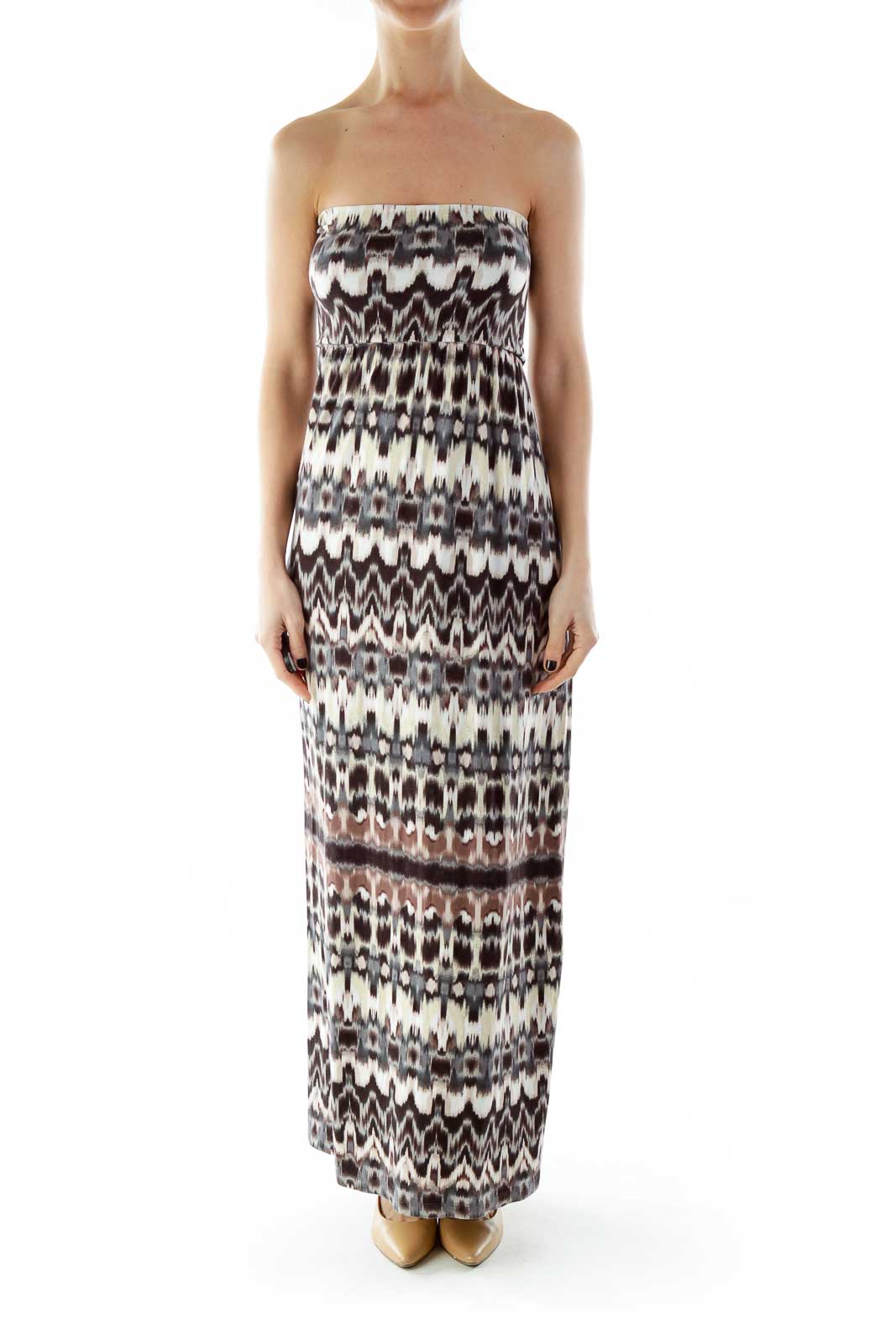 Multicolor Strapless Tie Dye Maxi Dress