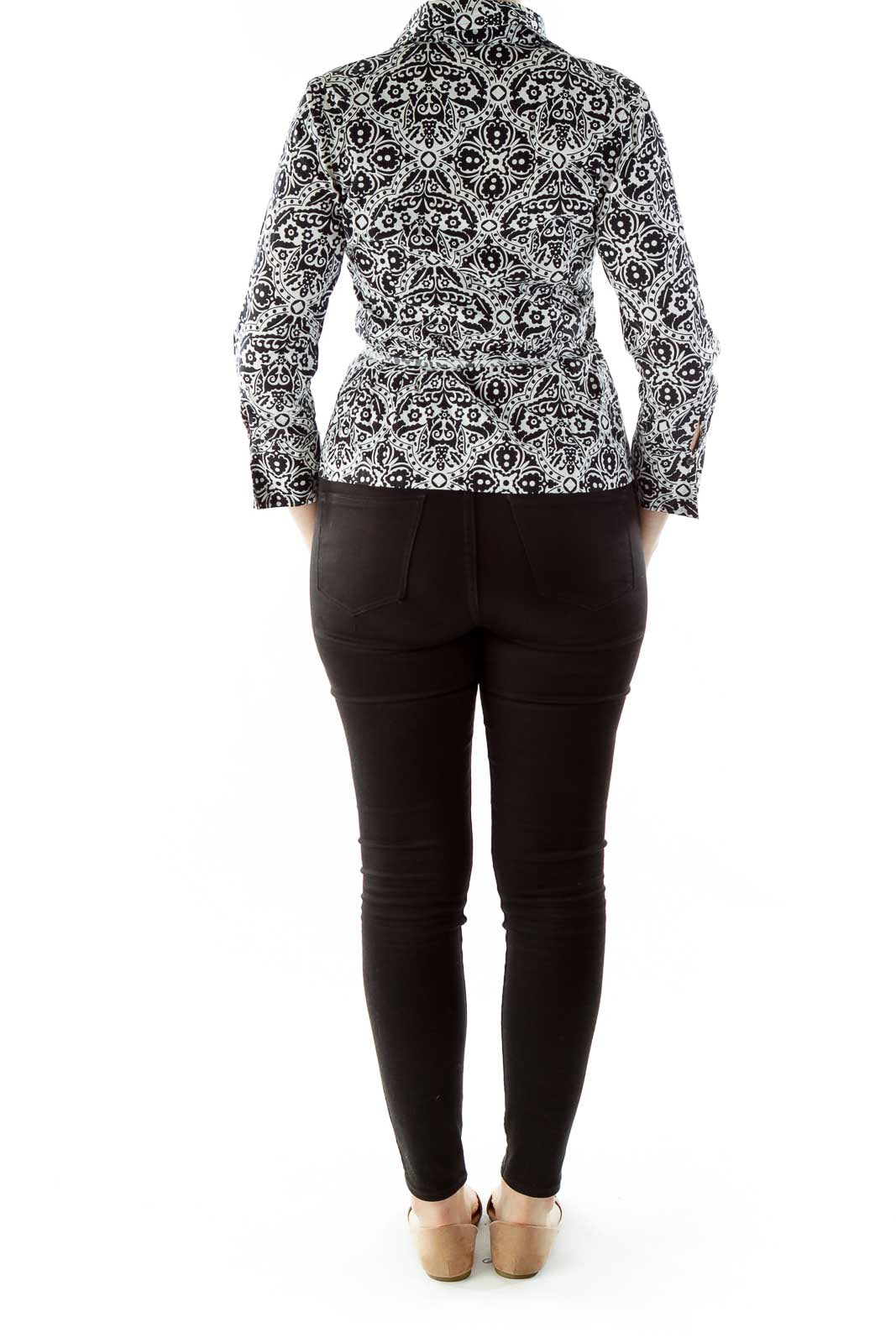 Black White Floral Print Shirt